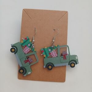 Fashion Jewelry Green Truck Earrings with Cat and Gifts